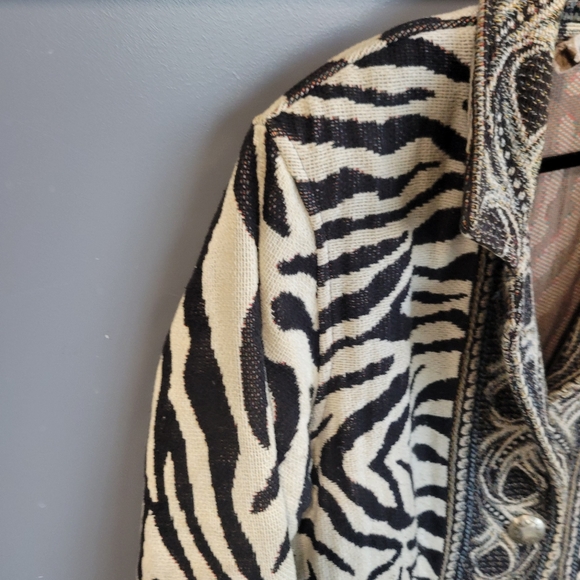 80s Painted Pony Womens large Zeebra Animal Tapestry Woven Jacket USA, Painted P - Picture 8 of 8